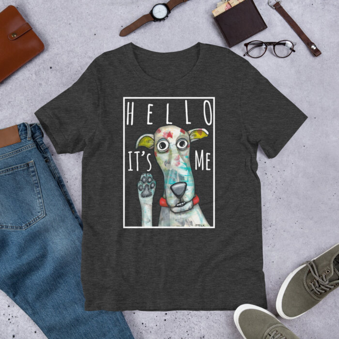 Hello It's Me Short-Sleeve Unisex T-Shirt with White Wording - Image 2