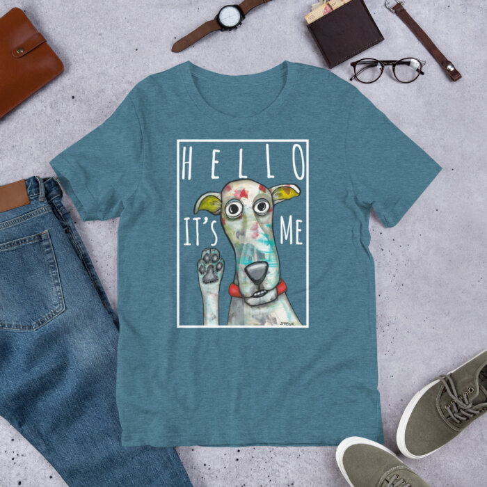 Hello It's Me Short-Sleeve Unisex T-Shirt with White Wording - Image 3